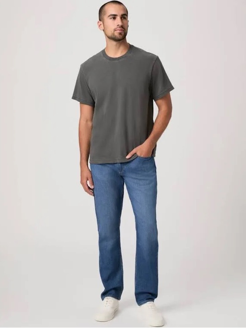 PAIGE Men’s Slim Straight Jeans in Medium Blue Wash